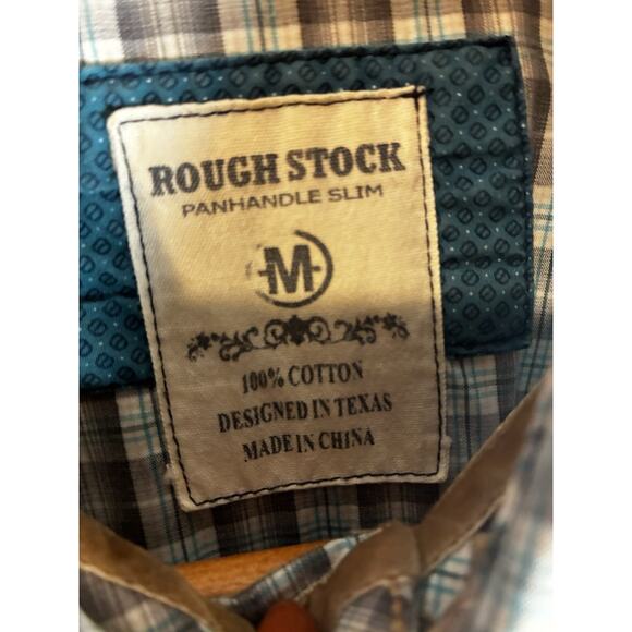 Panhandle Rough Stock M Blue Check Pearl Snap Buttons Western button down - Picture 3 of 8